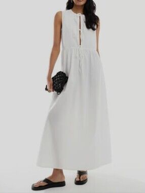 ASOS White Sleeveless Tie-Front Maxi Dress size S NWOT